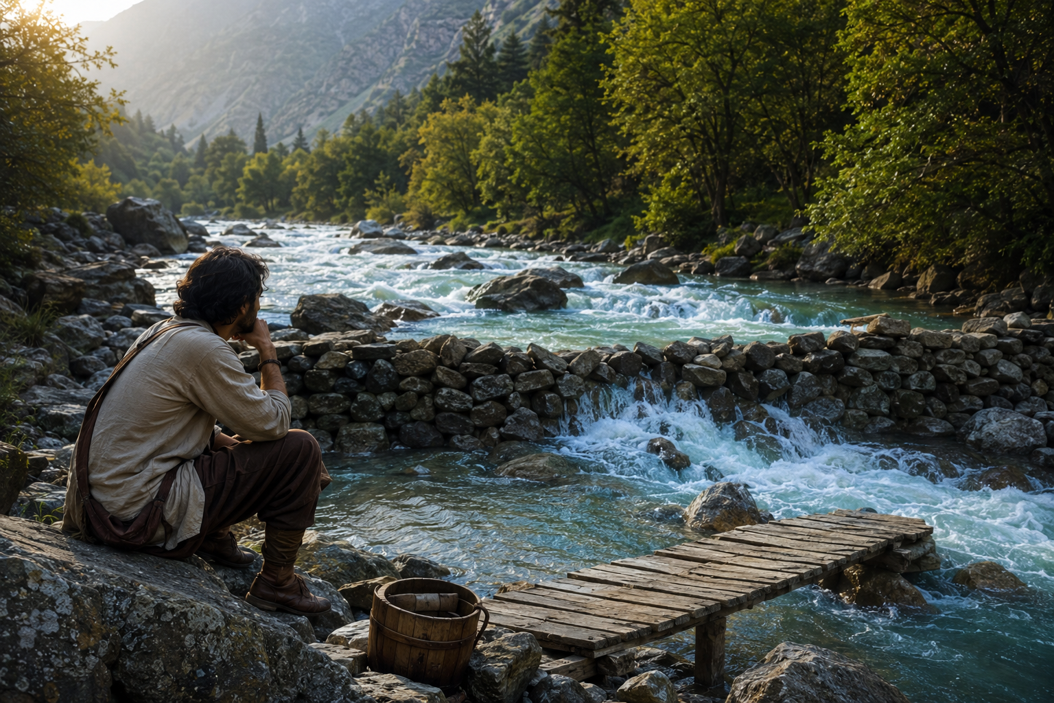 Le voyageur et la rivière